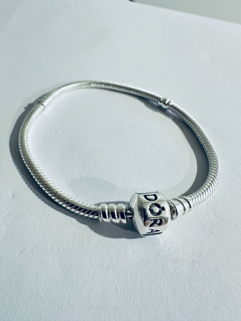Pandora Moments Barrel Clasp Snake Chain Bracelet / Pandora Silver Charms - Picture 3 of 5